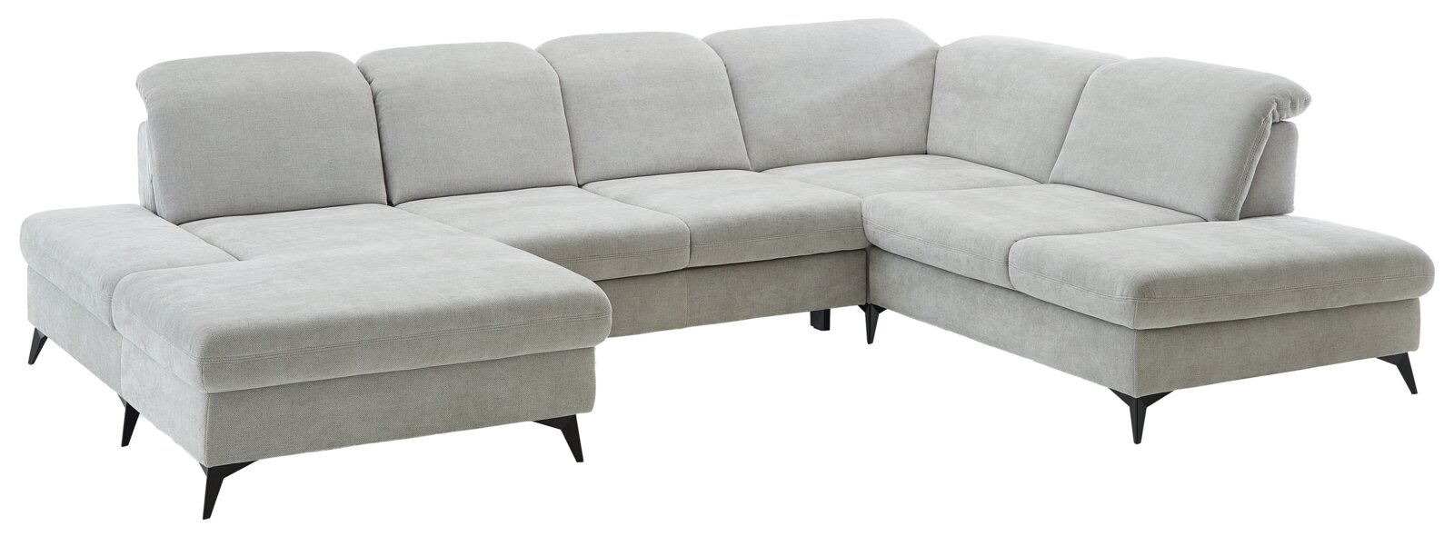 Beldomo Style Wohnlandschaft BREMEN Graues Ecksofa Beldomo Style mit schwarzem Metallfuß, Perspektive von vorne links