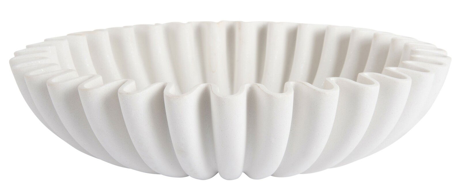 present time Schale Large WAVE Weiße, große Schale mit wellenförmigem Rand, seitliche Perspektive