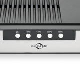 Nahaufnahme eines Tischgrills mit Temperaturregler und KüCHENPROFI-Logo, Vorderansicht