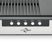 Nahaufnahme eines Tischgrills mit Temperaturregler und KüCHENPROFI-Logo, Vorderansicht