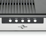 Nahaufnahme eines Tischgrills mit Temperaturregler und KüCHENPROFI-Logo, Vorderansicht