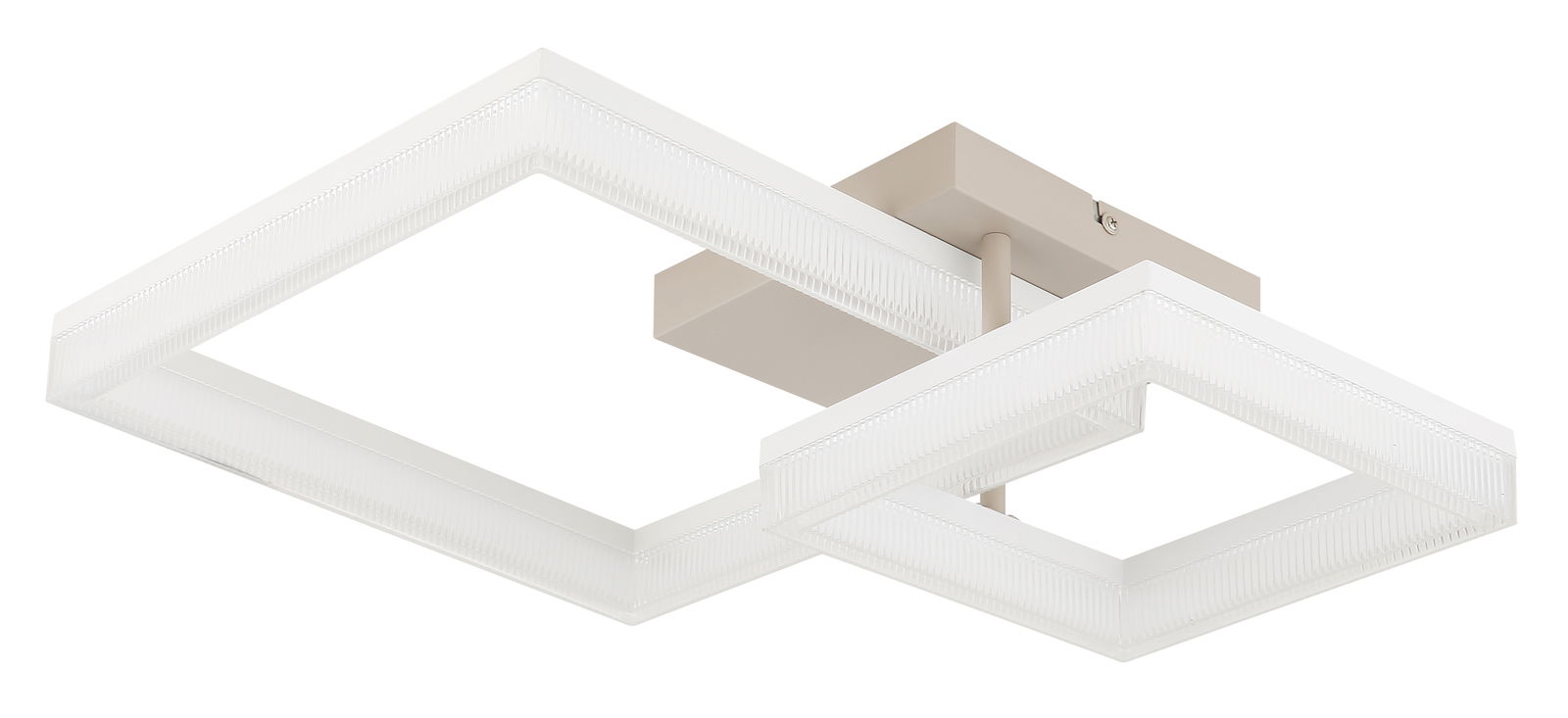 Moderne LED-Deckenleuchte mit zwei quadratischen Rahmen, seitliche Perspektive