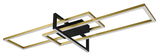 Moderne LED-Deckenleuchte SALINAS mit geometrischem Design in Gold und Schwarz, seitliche Perspektive