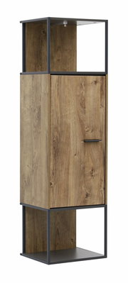 Holz-Stand- und Hängeelement mit Metallrahmen, frontale Perspektive