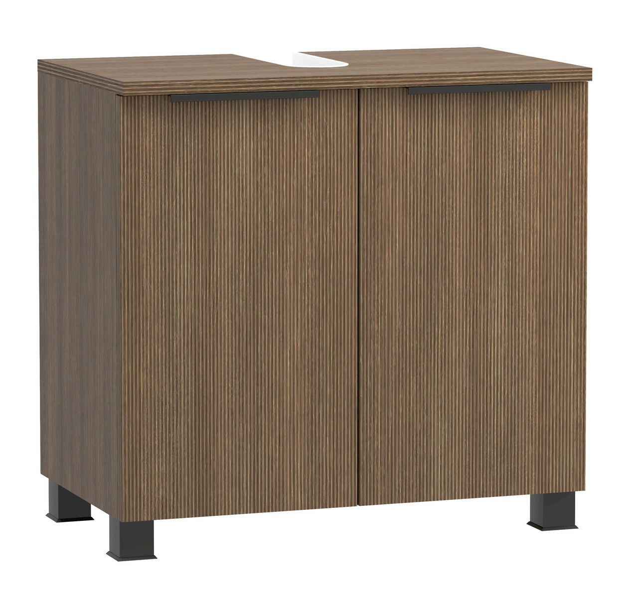 Waschbeckenunterschrank aus Holz mit zwei Türen, Frontansicht