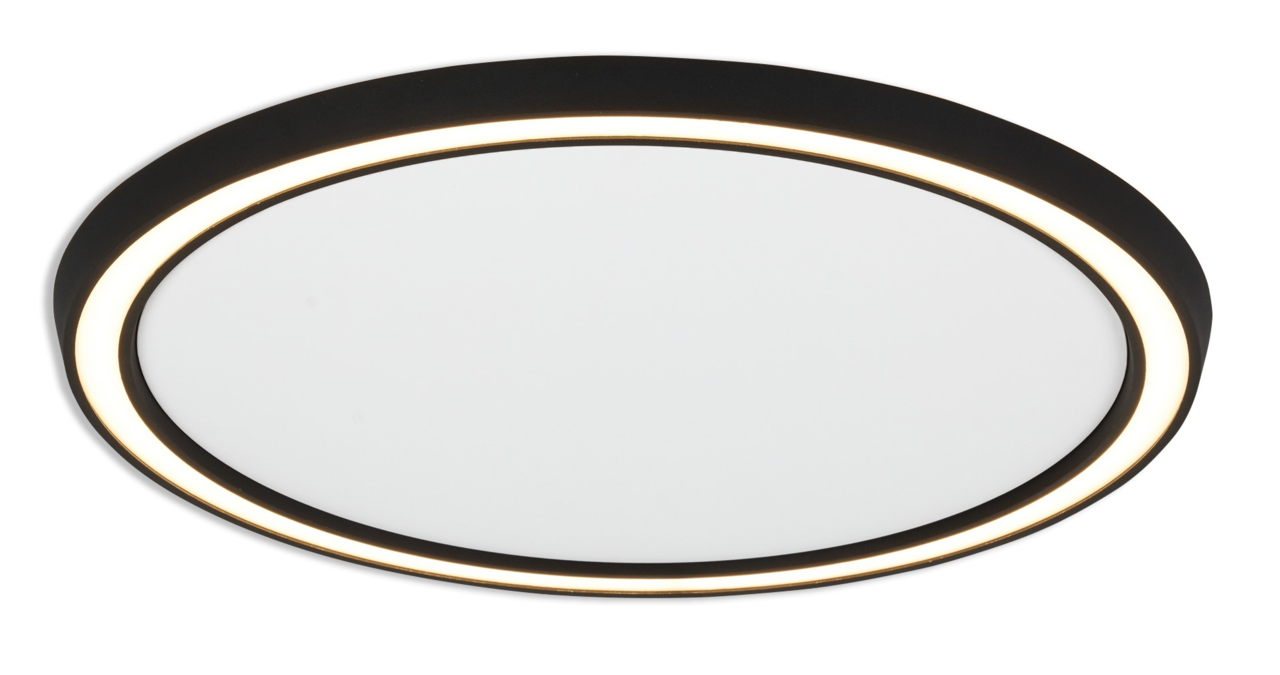 Bopp LED-Deckenleuchte SMART Runde LED-Deckenleuchte mit schwarzem Rand und leuchtendem Ring, seitliche Perspektive