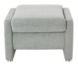 Grauer Hocker aus Stoff, Vorderansicht