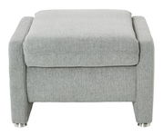 Grauer Hocker aus Stoff, Vorderansicht