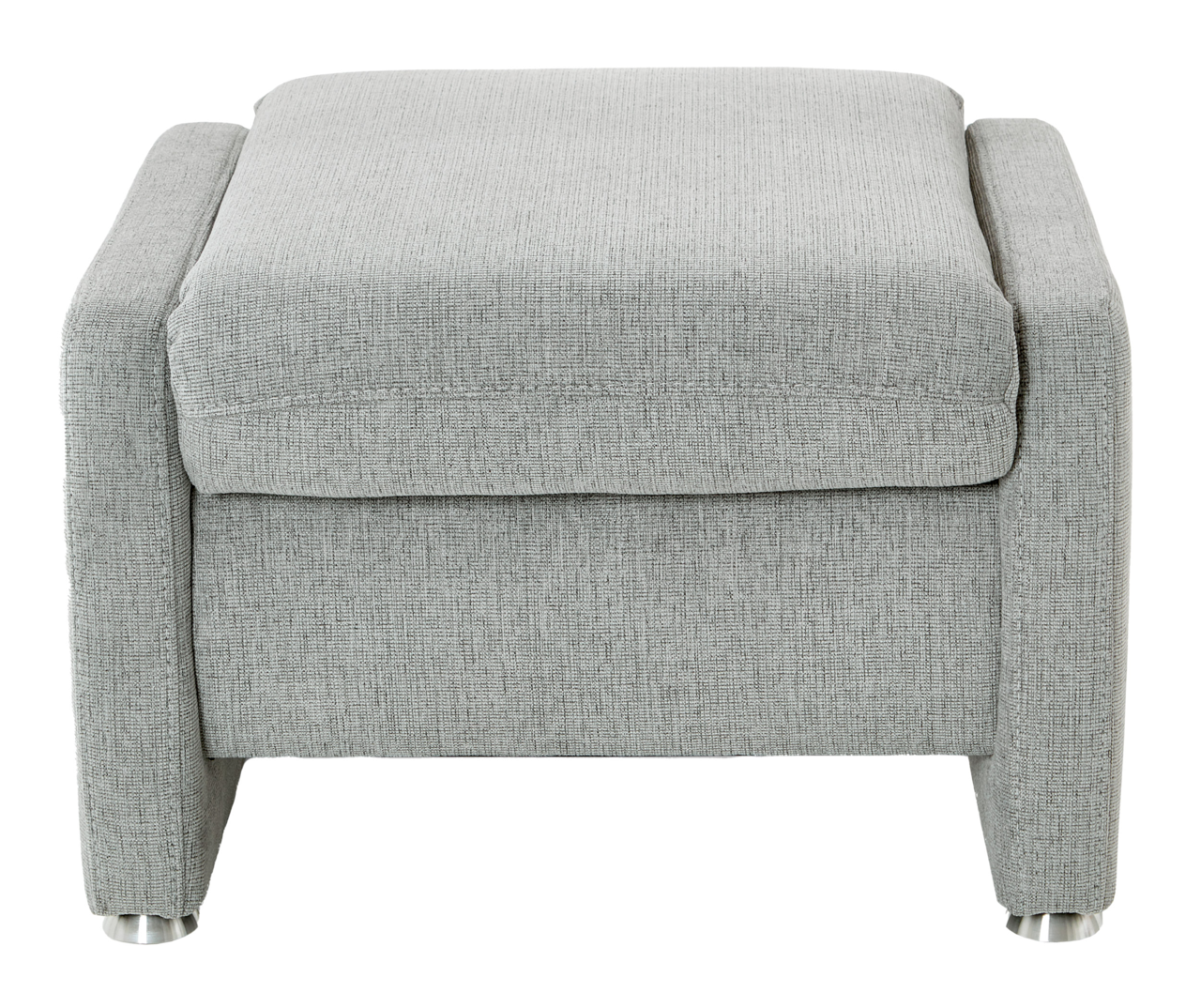 Grauer Hocker aus Stoff, Vorderansicht