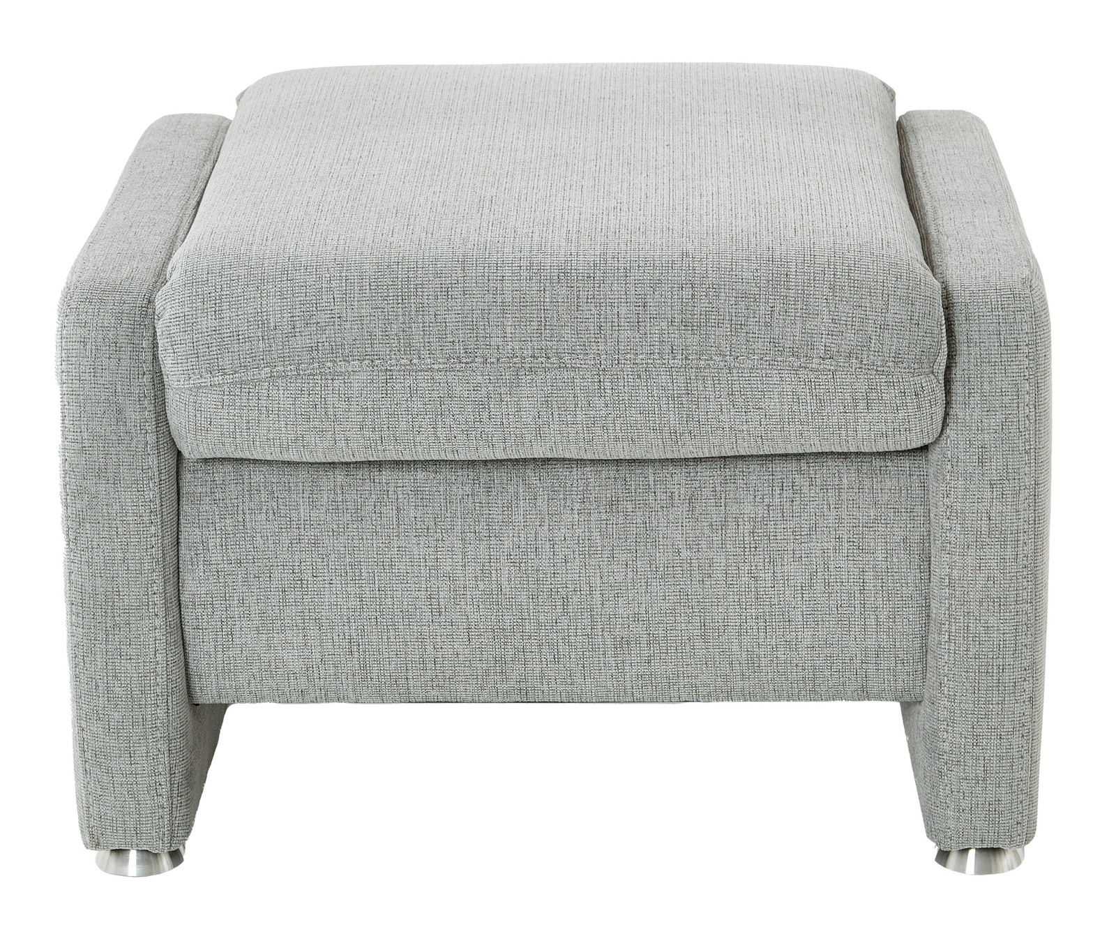 Grauer Hocker aus Stoff, Vorderansicht