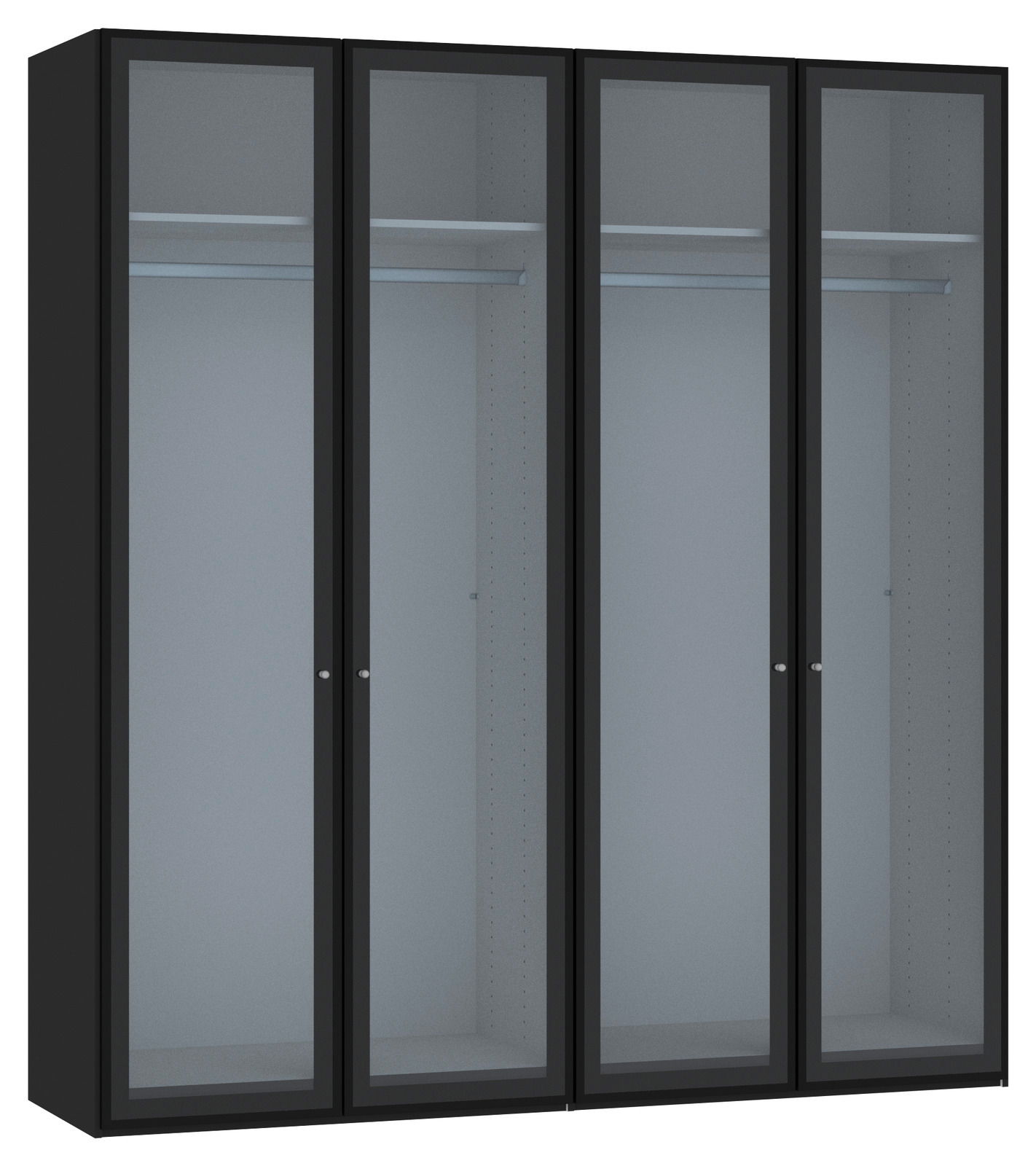 Jutzler Drehtürenschrank 4-trg. JUTZLER Schwarzer 4-türiger Drehtürenschrank mit Glastüren, Frontalansicht