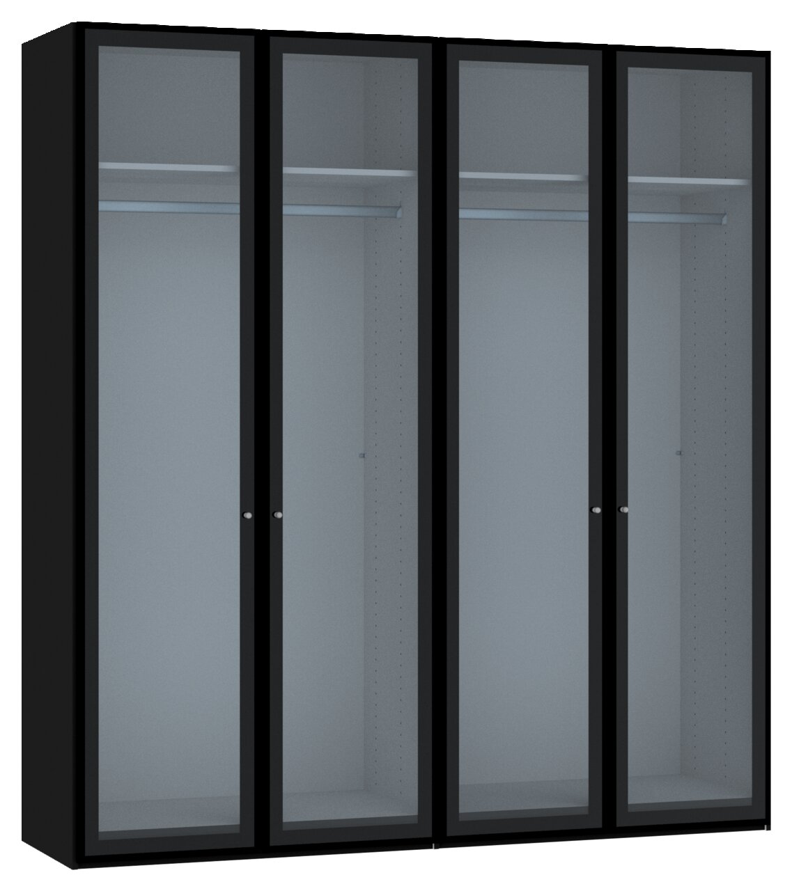 Jutzler Drehtürenschrank 4-trg. JUTZLER Schwarzer 4-türiger Drehtürenschrank mit Glastüren, Frontalansicht
