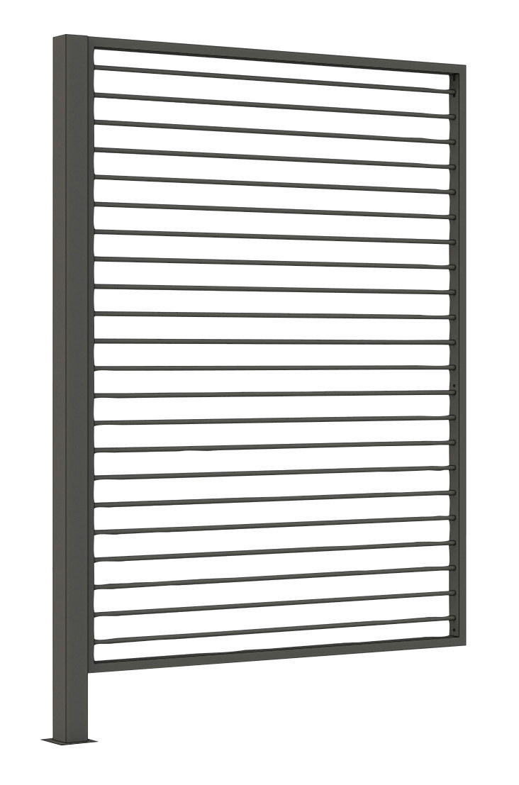 Moderner Sichtschutz aus Aluminium in seitlicher Perspektive