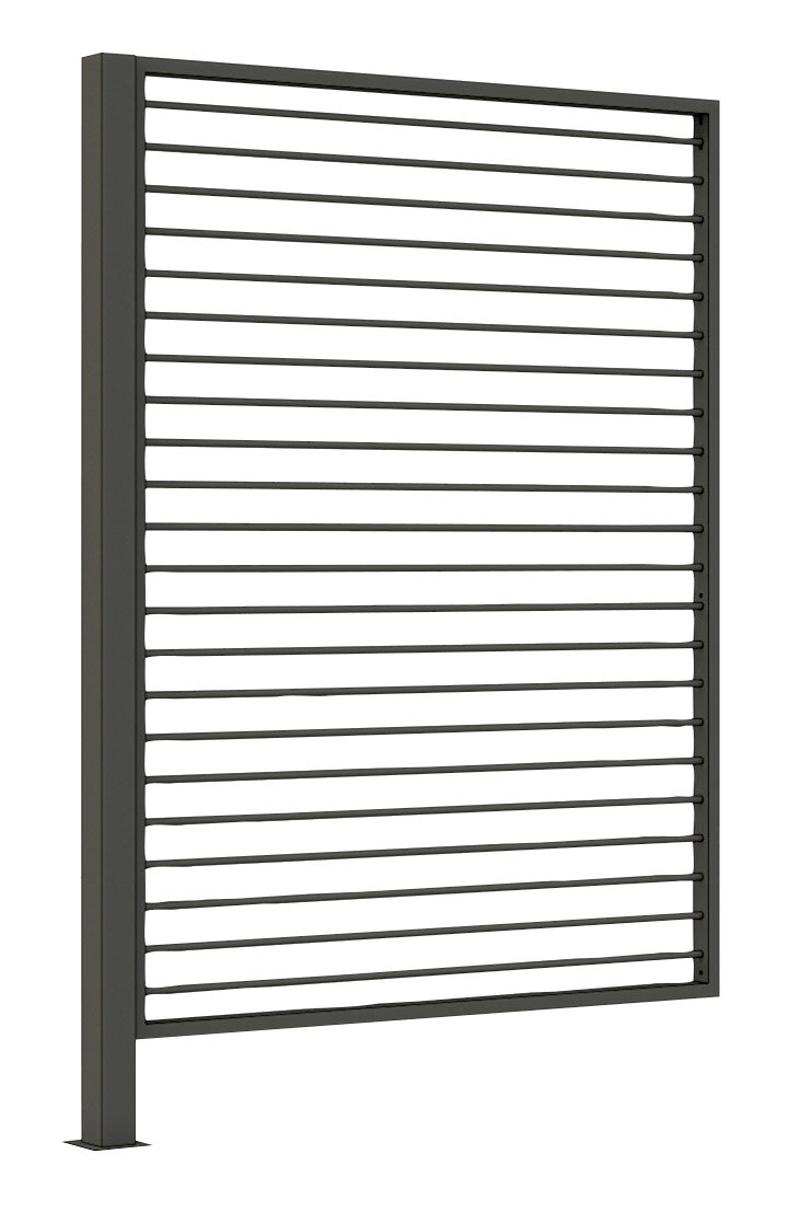 Moderner Sichtschutz aus Aluminium in seitlicher Perspektive