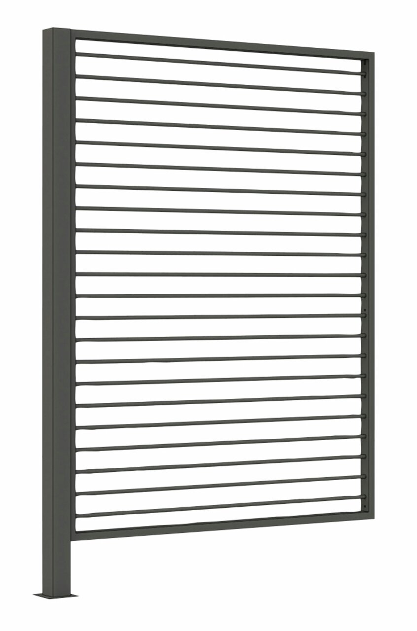 Moderner Sichtschutz aus Aluminium in seitlicher Perspektive