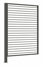 Moderner Sichtschutz aus Aluminium in seitlicher Perspektive