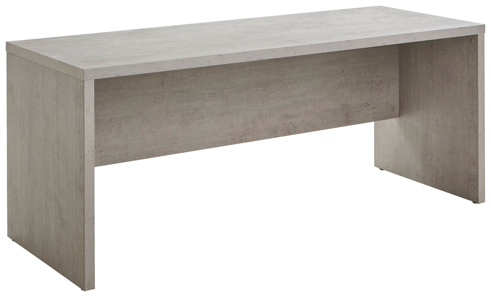 Moderner Schreibtisch in Betonoptik, seitliche Perspektive