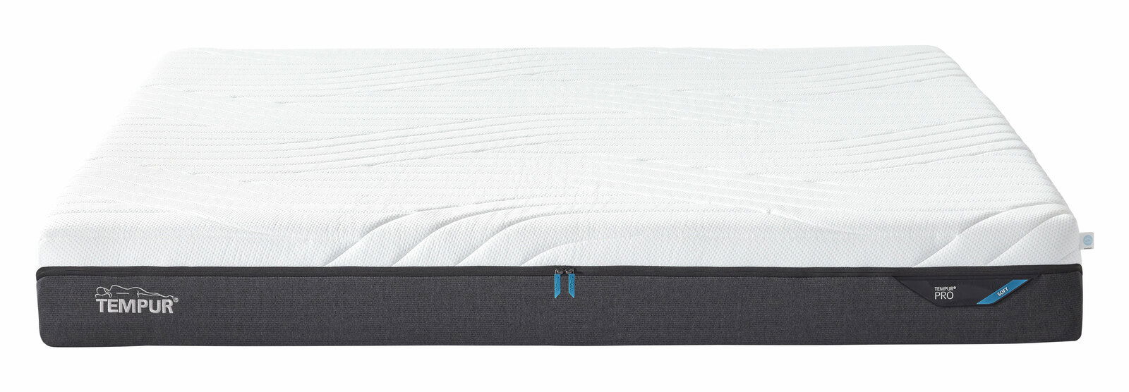 Tempur Viscomatratze PRO COOLQUILT Viscomatratze 160x200 cm in der Farbe Weiß mit grauem Rand, seitliche Perspektive