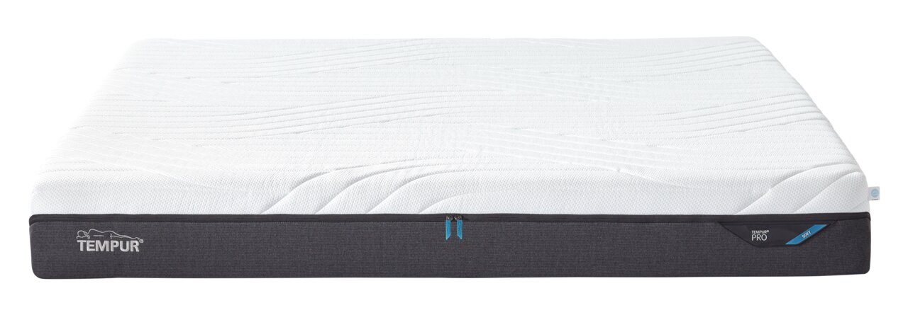 Viscomatratze 160x200 cm in der Farbe Weiß mit grauem Rand, seitliche Perspektive