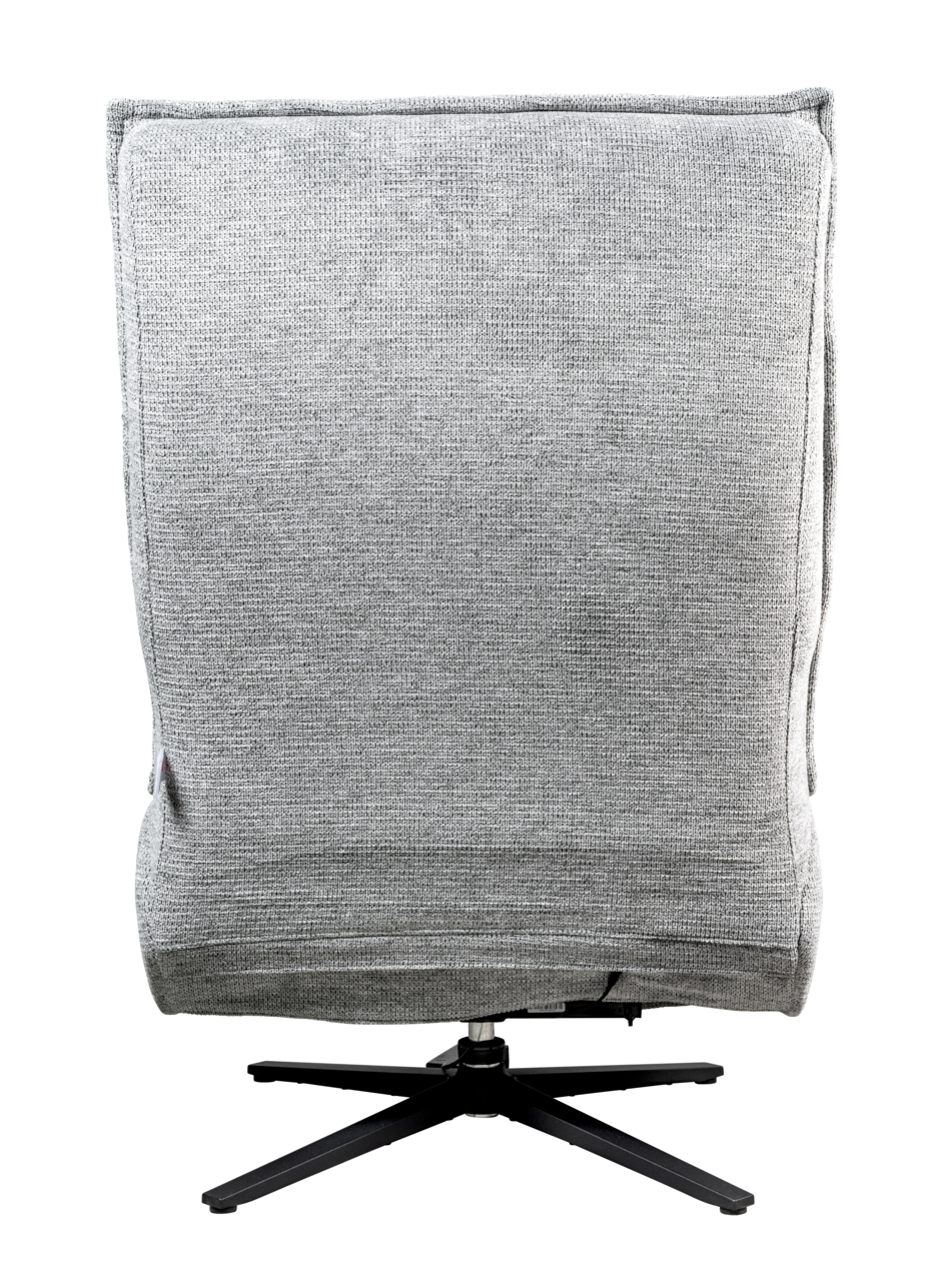 Rückansicht einer grauen Relaxliege mit schwarzem Drehfuß