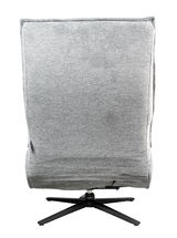 Rückansicht einer grauen Relaxliege mit schwarzem Drehfuß