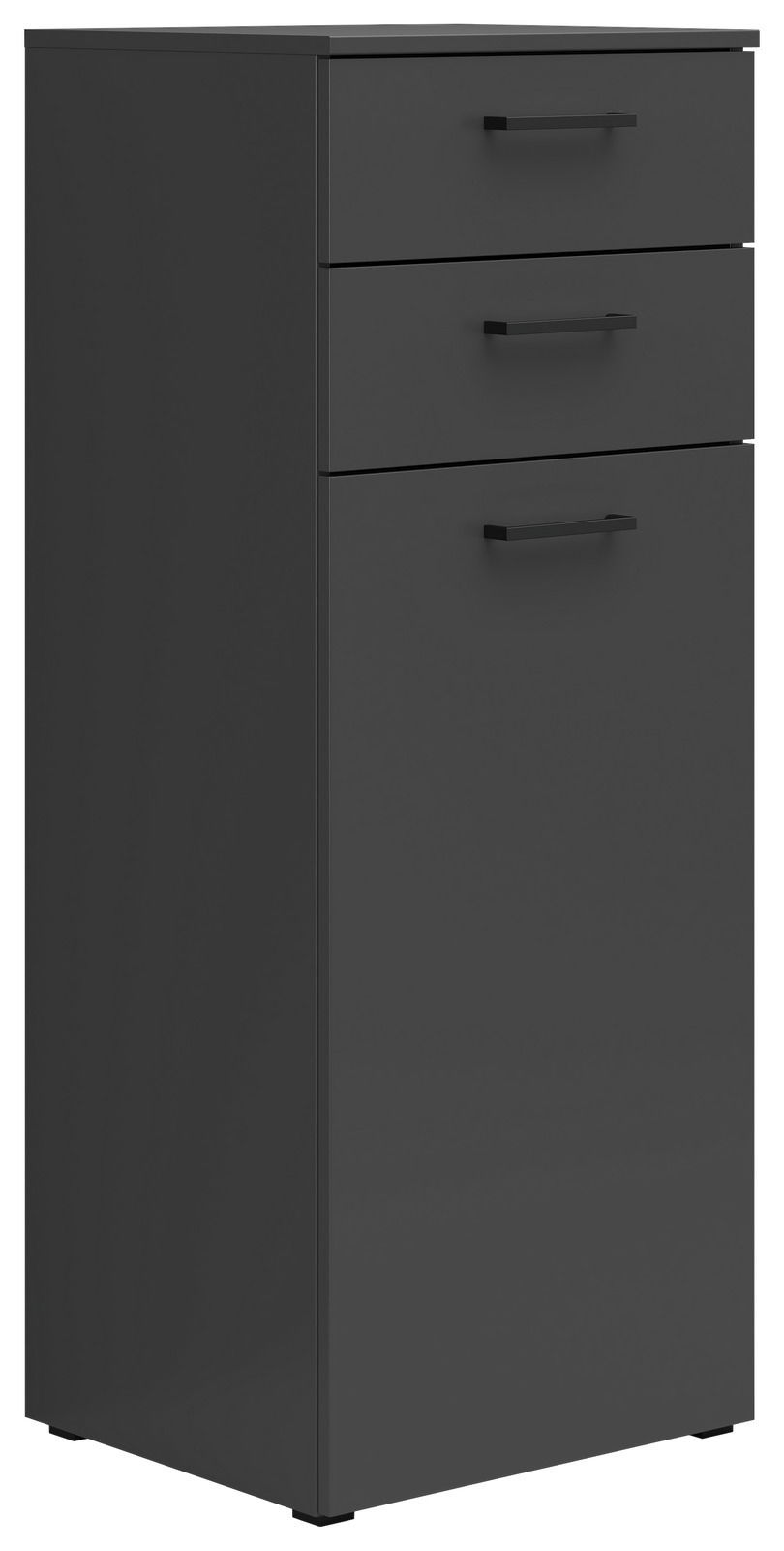 Carryhome Kommode MULTISTAURAUM Schwarze Kommode mit drei Schubladen, seitliche Perspektive