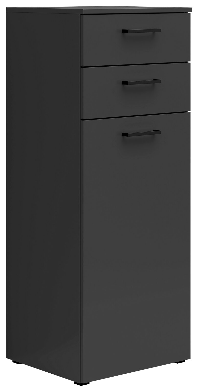 Carryhome Kommode MULTISTAURAUM Schwarze Kommode mit drei Schubladen, seitliche Perspektive