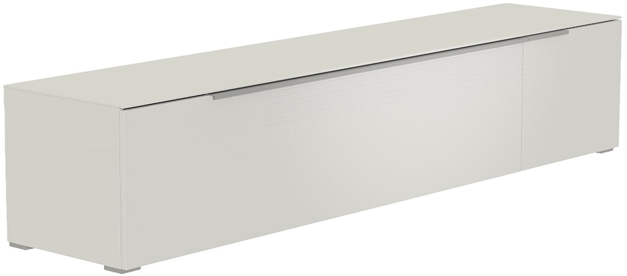 Weißes XL TV-Lowboard aus seitlicher Perspektive