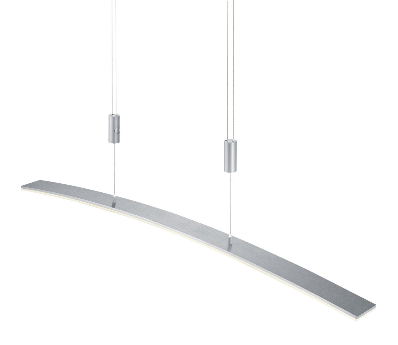 Moderne LED-hanglamp NEW LOIRE van geborsteld metaal, zijaanzicht