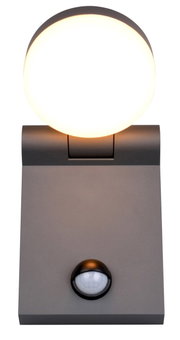 Moderne Wandleuchte ADOUR mit rundem Leuchtkörper und Bewegungssensor, Ansicht von vorne.