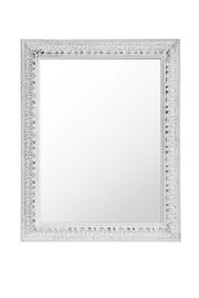 Weißer Spiegel der Serie EMMA mit dekorativem Rahmen, frontal abgebildet.