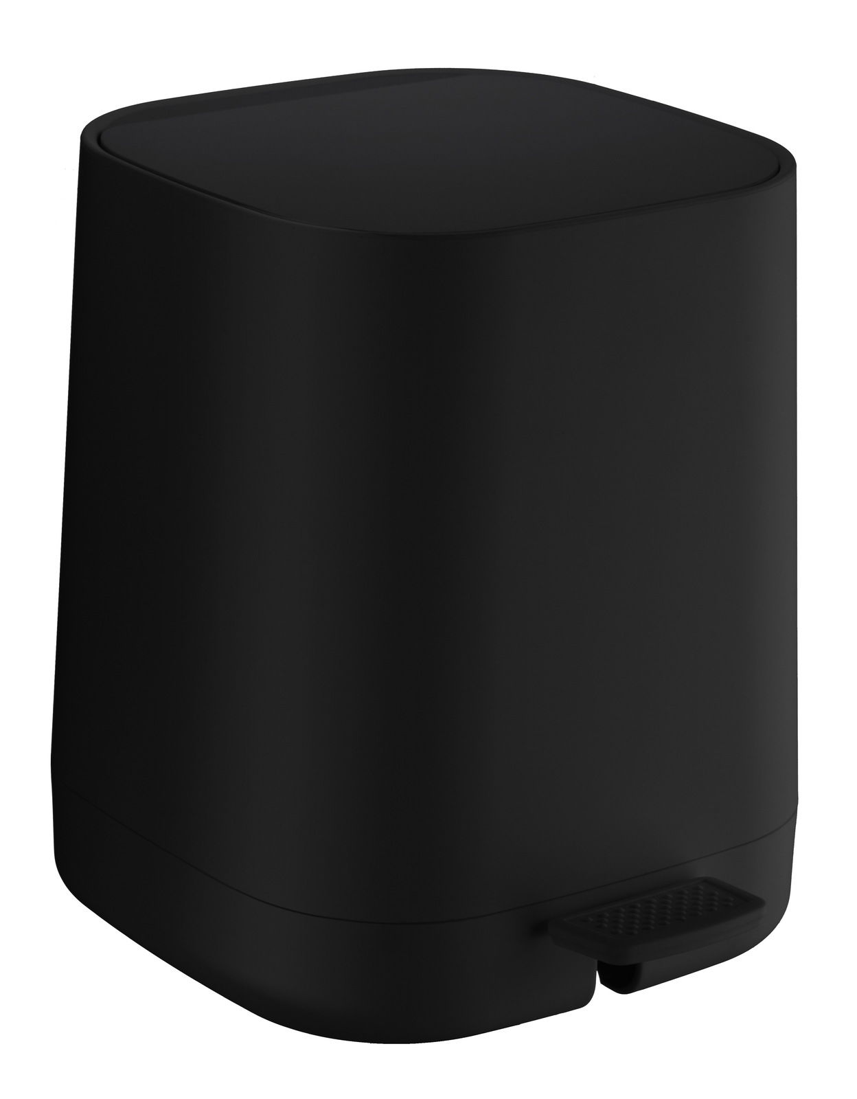 Schwarzer Kosmetikeimer mit 4 Litern Fassungsvermögen und Soft-Close-Funktion, seitliche Perspektive