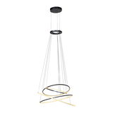 Moderne Pendelleuchte PURE Flying Ring mit mehreren Ringen in schwebender Anordnung, seitliche Perspektive.