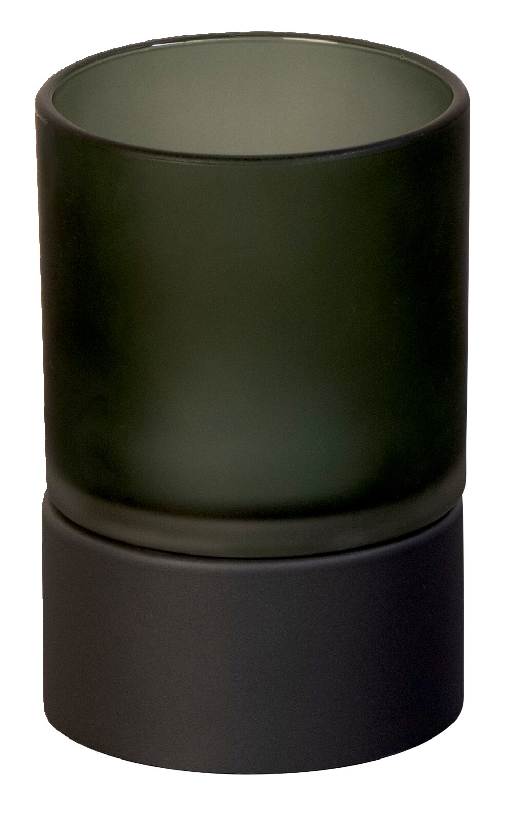 Fischer & Honsel ARIVA PRO windlicht op batterijen Akku-Windlicht in zylindrischer Form mit mattem, dunklem Glas, seitliche Perspektive