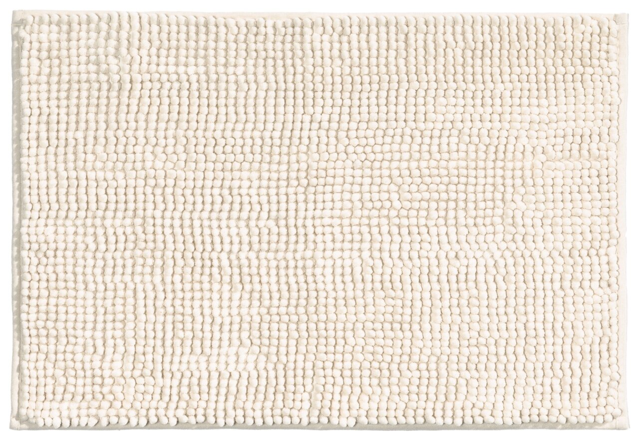 Beige Badteppich mit strukturierter Oberfläche, Draufsicht