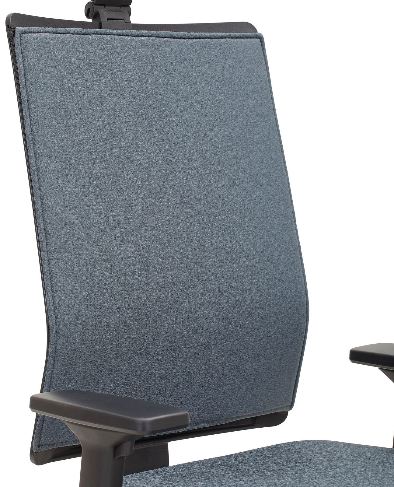 Rückansicht eines blauen Drehstuhls mit Armlehnen, Dieter Knoll Drehstuhl NUOVO