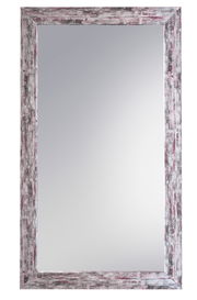 Rechteckiger Spiegel mit rustikalem Rahmen in Holzoptik, frontal betrachtet.