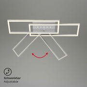 Moderne LED Deckenleuchte mit schwenkbaren rechteckigen Rahmen, Ansicht von unten.