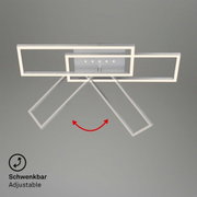 Moderne LED Deckenleuchte mit schwenkbaren rechteckigen Rahmen, Ansicht von unten.