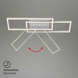 Moderne LED Deckenleuchte mit schwenkbaren rechteckigen Rahmen, Ansicht von unten.