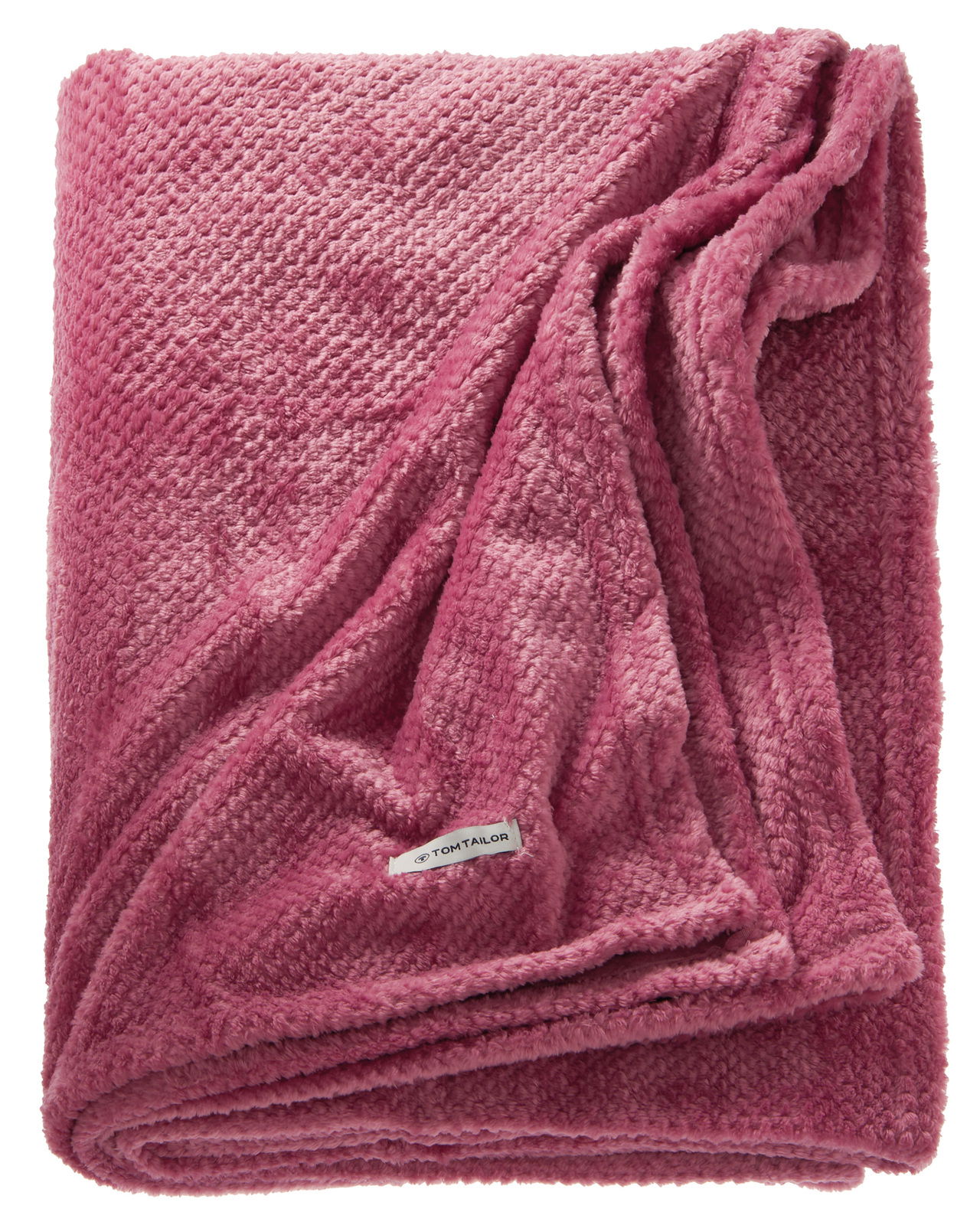 Rosa Plaid 140x190 cm, gefaltet, aus weichem Material mit Etikett, Draufsicht