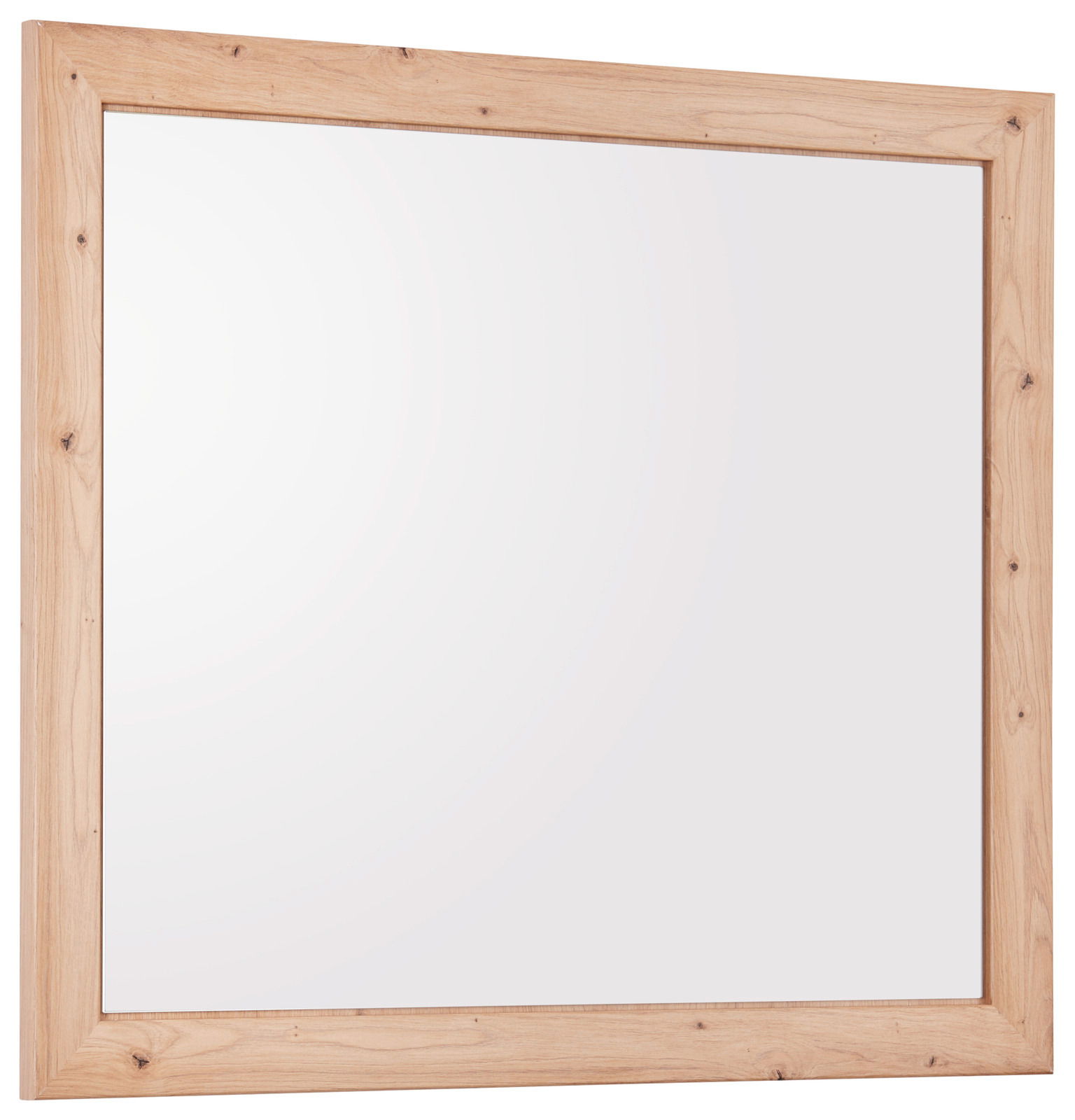 Rechteckiger Spiegel mit Holzrahmen, seitliche Perspektive