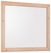 Rechteckiger Spiegel mit Holzrahmen, seitliche Perspektive