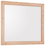 Rechteckiger Spiegel mit Holzrahmen, seitliche Perspektive