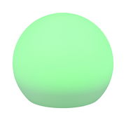 Grüne, kugelförmige Solar-Außenleuchte MELO, seitliche Perspektive