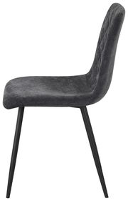 Moderner grauer Stuhl mit schwarzem Metallgestell, Seitenansicht