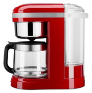 Rote Kaffeemaschine Empire, Seitenansicht mit Glaskanne und Wasserbehälter