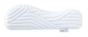 Seitliche Ansicht eines ergonomischen Schlafkissens mit wellenförmigem Design und Tempur-Logo.
