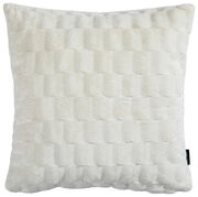 Weiße Fellkissenhülle in quadratischer Form, Vorderansicht