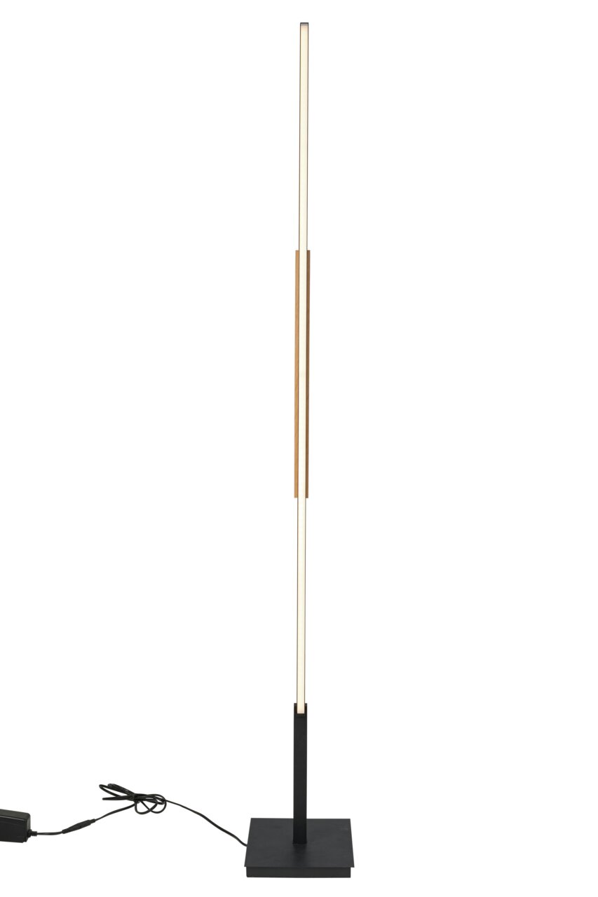 Moderne LED-Stehleuchte mit schlankem, minimalistischem Design, seitliche Perspektive